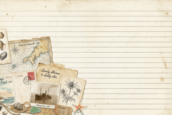 Download Vintage Floral Lined Journal Page - Page Collection