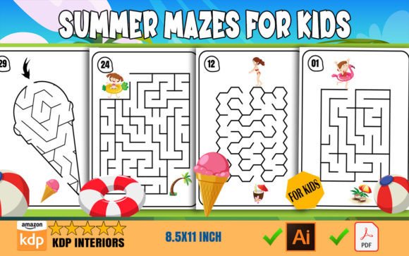 Download Summer Mazes Pages for Kids – KDP - Page Collection