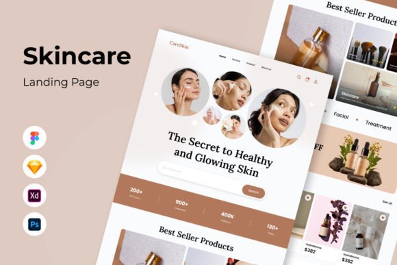Download CareSkin - Skincare Landing Page V2 - Page Collection
