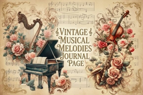 Download Vintage Musical Melodies Journal Page - Page Collection