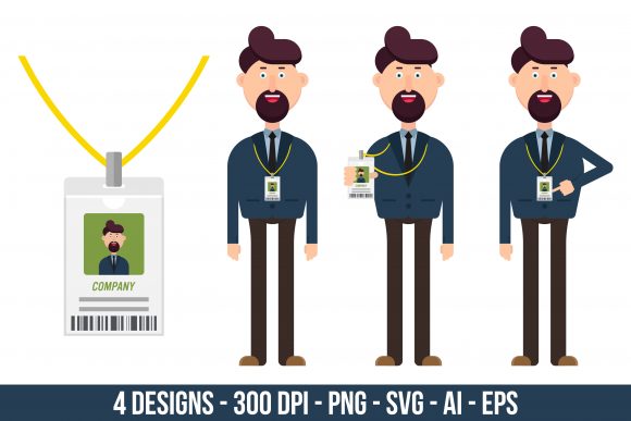 Download Company Worker with Badge Clipart Set - Company Collection