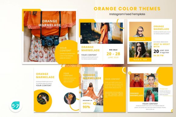Download Instagram Feed Template - Orange Color - Feed template Collection